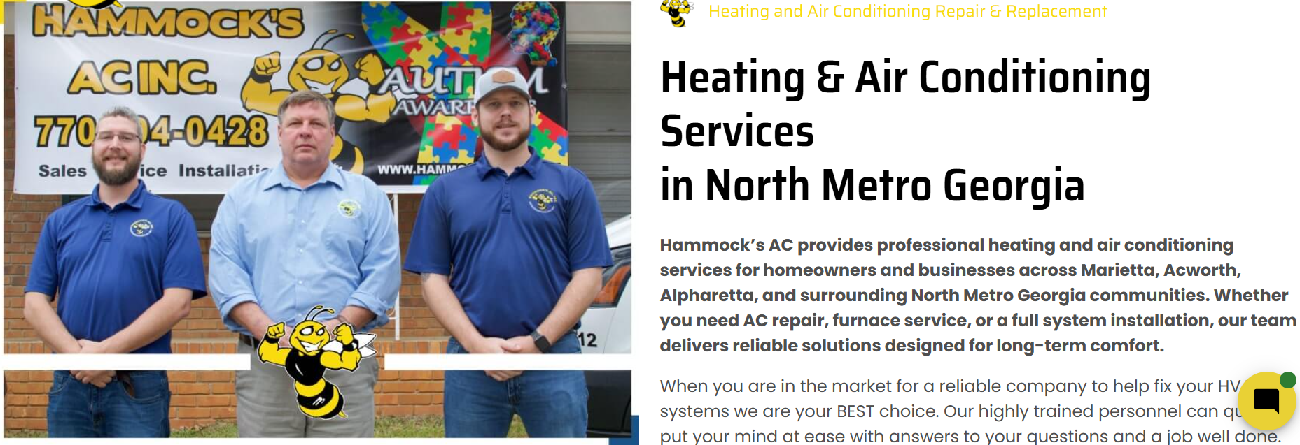 Hammock's AC Inc team in North Metro Georgia with award-winning HVAC service